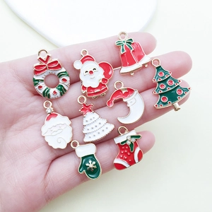 Christmas DIY alloy charm set featuring Santa, tree, wreath, and bells for jewelry making