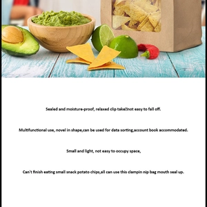 Creative yellow tortilla chip shaped sealer clips for snack bags and paper documents