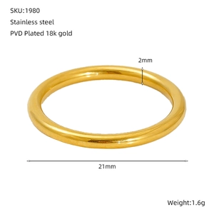 Detailed specs of 2mm 18k gold plated stainless steel ring with 21mm inner diameter