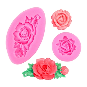 Rosa Silikonform Rosenblüte für DIY-Seife oder Tortendeko mit klarer Blütenblatttextur