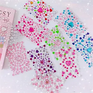 Heart Shape Rhinestone Stickers DIY Self-Adhesive Acrylic Resin Gem Mixed Sizes For Scrapbooking Phone Case Decor