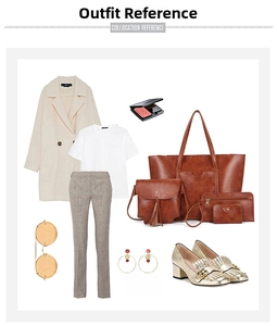 Brown oil wax leather 4-piece handbag set styled with fashion outfits and accessories