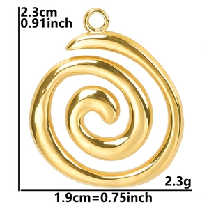 Polished 18k gold plated 304 stainless steel swirl pendant charm 2.3cm x 1.9cm