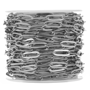 Polished stainless steel paperclip chain necklace DIY jewelry accessory on roll