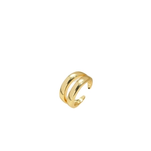 Double-layered 14K gold plated minimalist open adjustable ring with a metallic luster