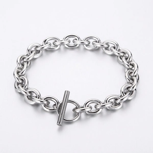 Stainless Steel Chain Bracelet Minimalist OT Buckle T-Bar Clasp Fashion Link Jewelry Trendy For Men Women Industrial Style
