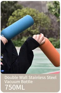 Outdoor hand-held 750ml double-layer insulated stainless steel water bottle