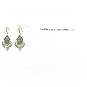 Detailed chart showing bohemian flower drop earrings material, weight, and 6x2.5cm dimensions