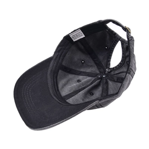 Washed cotton ponytail baseball cap with adjustable metal buckle in vintage charcoal grey