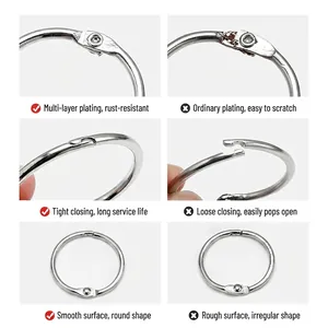 Comparison of high-quality nickel binder rings versus inferior loose-leaf book rings