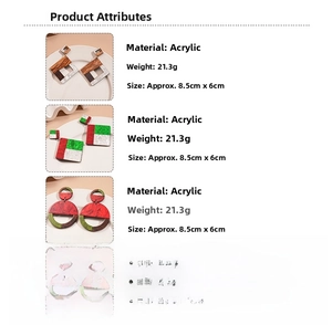 Detailed size and weight specs for oversized geometric acrylic earrings in boho style