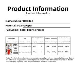 Detailed view of 8cm Christmas ball set in decorative box showing foam sticker patterns