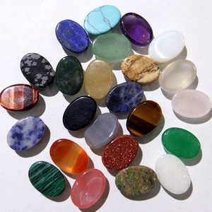 Variety of 10x14mm oval egg-shaped natural crystal and gemstone cabochons for DIY jewelry