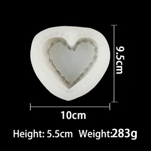 White heart-shaped silicone mold for DIY candles and cakes, 10x9.5x5.5cm, 283g weight