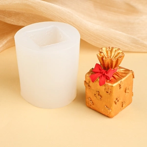Silicone mold for DIY crystal epoxy gift boxes with 3D red ribbon and gold finish