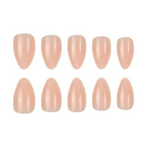 Glossy nude pink short almond shape press-on nails for women artificial manicure set