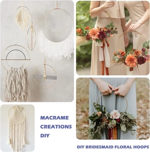 Golden metal hoops for DIY macrame wall hangings and bridesmaid floral hoop decorations