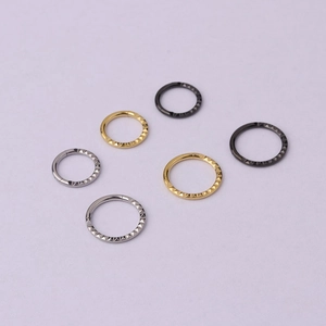 316 stainless steel nose rings with triangle texture in gold silver and black set of 6