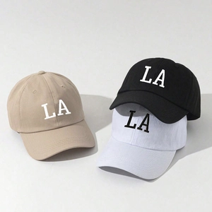 Embroidered LA Letter Baseball Cap Polyester Outdoor Sun Protection Adjustable Curved Brim Sports Hat For Men Women