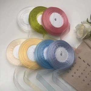 2cm sheer organza ribbons in 7 pastel colors for gift wrapping and floral crafts