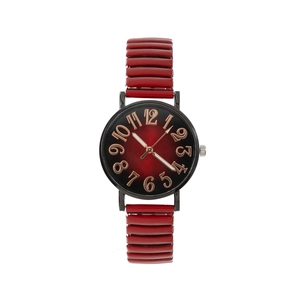 Women Quartz Watch Alloy Case Stainless Steel Elastic Stretch Band Round Dial Gradient Color Arabic Numerals Casual