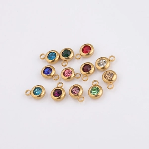 Detailed view of 12-color 6.5mm gold titanium steel birthstone pendant jewelry charms