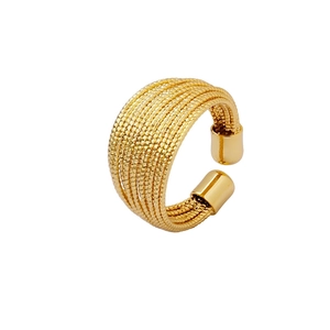 Anello Aperto Geometrico in Rame Galvanizzato alla Moda per Donna Design a Linee Multistrato Anello Regolabile Gioielli Minimalisti