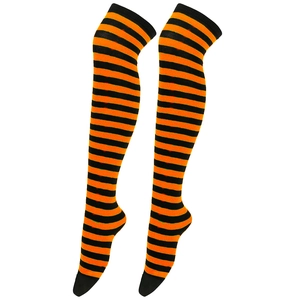 Thigh-high striped socks in orange and black for Halloween Cosplay costumes