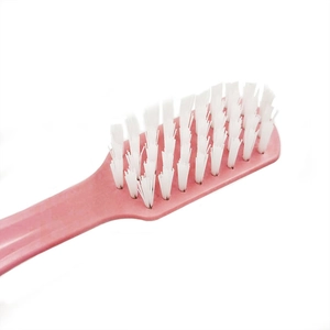 Pink plastic soft bristle shoe cleaning brush with hanging hole for laundry use