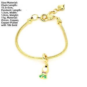 Detail of gold snake chain bracelet with purple zircon princess pendant and adjustable clasp