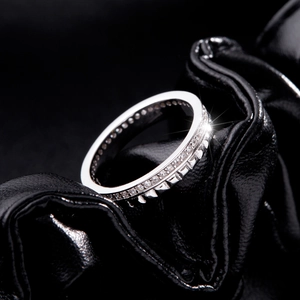 Luxurious S925 sterling silver eternity band with micro-paved diamonds and side engraving