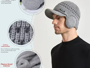 Détail du bonnet de baseball d'hiver avec doublure en polaire épaisse et protège-oreilles