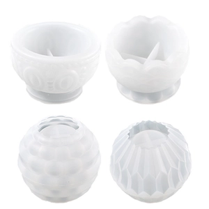 4-piece set of white silicone molds for DIY candle cups and textured storage jars