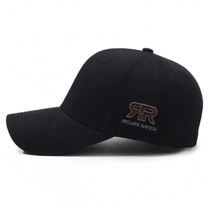 Black baseball cap featuring side RR embroidery and Notre Paris text in twill cotton