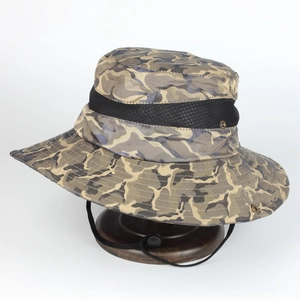 Outdoor camouflage boonie hat with breathable mesh and adjustable chin strap