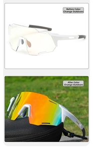 Détail de lunettes de vélo montrant le passage des verres du clair au teinté coloré