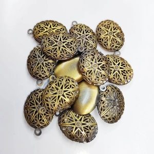 Vintage Oval Hollow Photo Locket Pendant Pure Copper Openable DIY Jewelry Making Findings Retro Style Charms