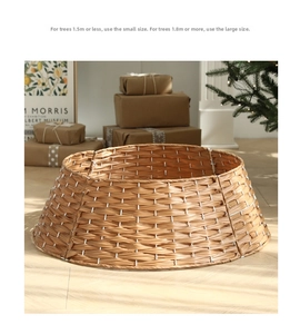 Detailed texture of brown woven Christmas tree collar with white reinforced stitching lines