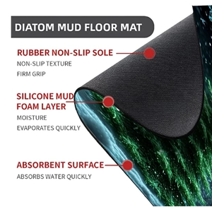 Detail of the multi-layer diatom mud mat with anti-slip rubber base and absorbent foam