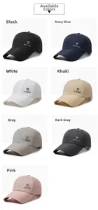 Détail présentant sept couleurs de casquettes de baseball en mesh respirant