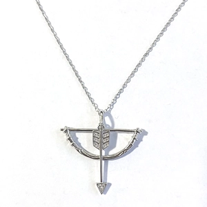 S925 sterling silver Cupid's arrow necklace with sparkling cubic zirconia accents