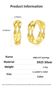 Detailed size and weight specs for Mobius S925 sterling silver hoop earrings