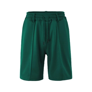 Men's dark green breathable mesh sports shorts with elastic waistband and drawstring
