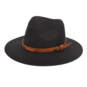 Straw Fedora Hat Summer Beach Panama Jazz Sun Protection Breathable With PU Leather Band Metal Buckle Vintage