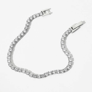 Stainless Steel Zircon Tennis Bracelet Shiny Geometric Minimalist Neutral Jewelry For Women Men