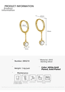 Close-up of S925 sterling silver geometric earring dimensions and specifications details