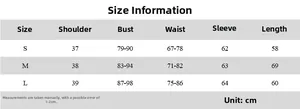 Size chart for women's slim fit button-up cardigan with detailed body measurements