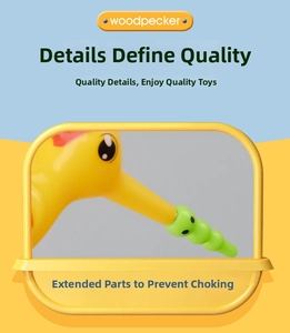 Safety detail of long magnetic worms and woodpecker toy to prevent accidental swallowing
