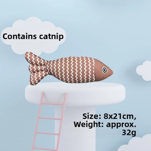 Fischförmiges Katzenspielzeug mit Wellenmuster, enthält Katzenminze, 8x21cm