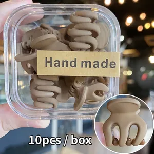 Detalle de 10 mini pinzas para el cabello mate en una caja de regalo transparente